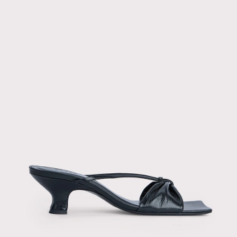 Freya Black Gloss Grained Leather